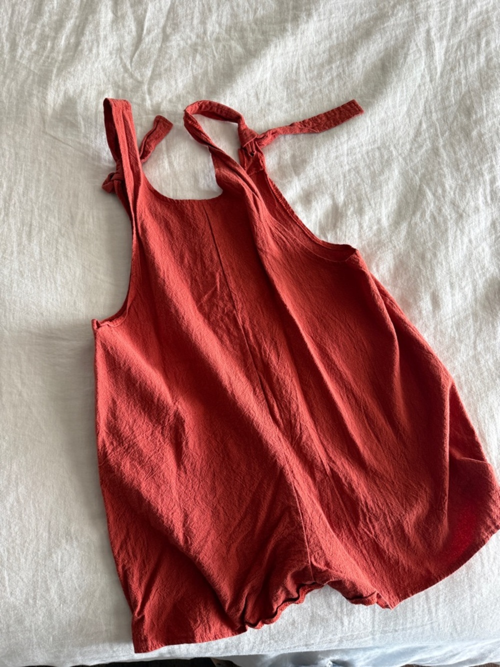 Sleeveless Button-Front Rust Red Romper - Picture 3 of 3